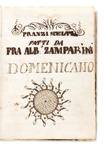 Recipe Book, Italian Manuscript on Paper, 1850s.